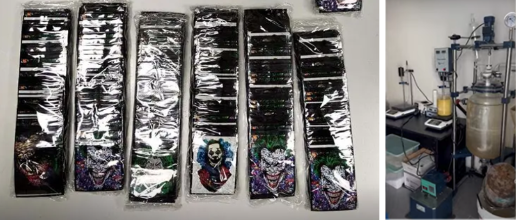 Seized warehouse and laboratory producing synthetic cannabinoids in greece 2023