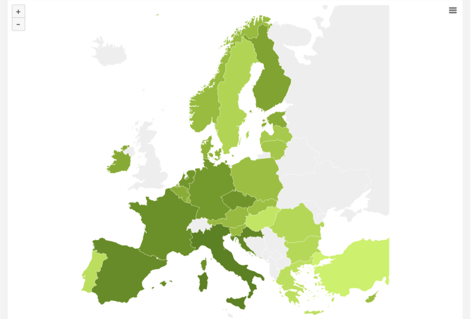 image of map of europe showing prevalaence of cannabis use