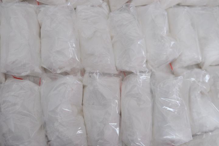 Big transparent bags with white powder