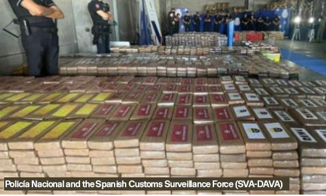 'Operation Nano’, 9.5 tonnes of cocaine seized August 2023, Port of Algeciras (Cadiz), Policía Nacional and the Spanish Customs Surveillance Force (SVA-DAVA), Spain